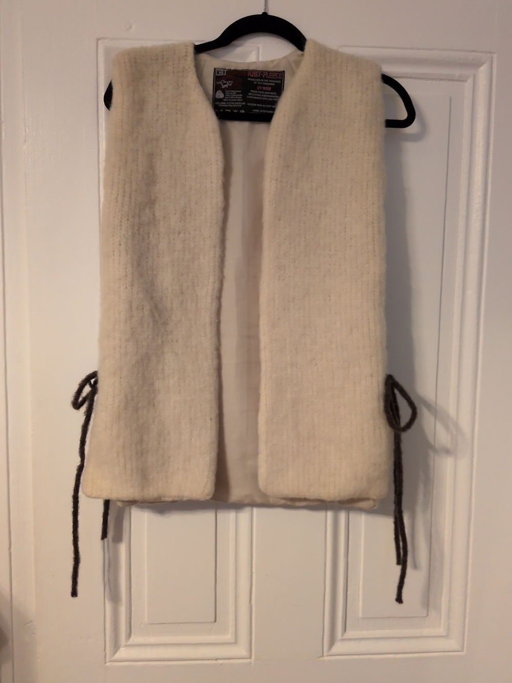 Wool Blend Cream Vest with Side Tie